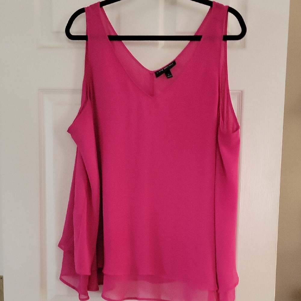 2 Pink Double Layer Chiffon Tops Sz 22 - Picture 4 of 7